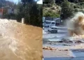 Akyarlar’da su isale hattı patladı cadde nehire dönüştü