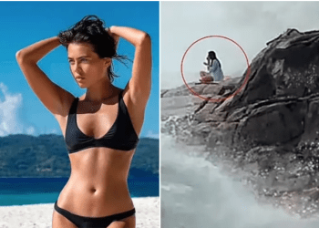 Yoga yapan Rus oyuncu dalgalarla denize sürüklendi