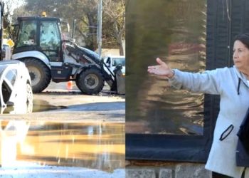 Caddenin ortasında patlayan su isale hattına otomobili ile düşen kadın avukat isyan etti