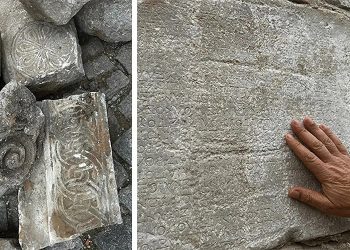 Milas’ta yıkılan binanın molozları arasından tarihi eserler çıktı