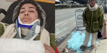 Kaldırıma dökülen yağlı boya hastanelik etti