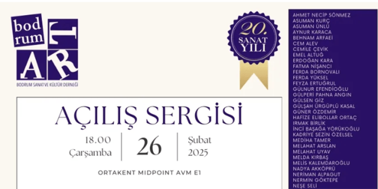 “BodrumArt Sanat ve Kültür Derneği 20. Yıl Açılış Sergisi” Çarşamba günü yapılacak  