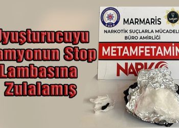 Uyuşturucuyu kamyonun stop lambasına zulalamış