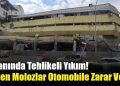 İşhanında Tehlikeli Yıkım: Düşen Molozlar Otomobile Zarar Verdi