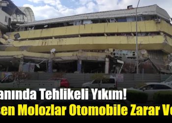 İşhanında Tehlikeli Yıkım: Düşen Molozlar Otomobile Zarar Verdi