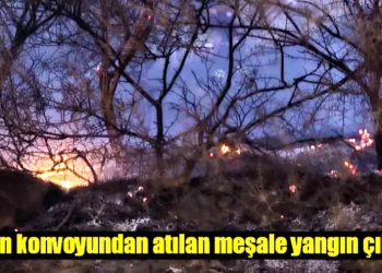 Düğün konvoyundan atılan meşale yangın çıkardı