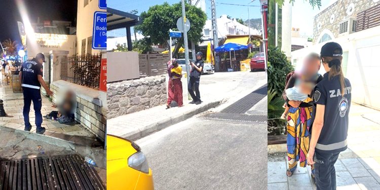 Bodrum’da İngilizce ve Türkçe pankartlı seyyar satıcı, hanutçu, dilenci operasyonu