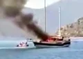 Tur teknesi alev alev yandı
