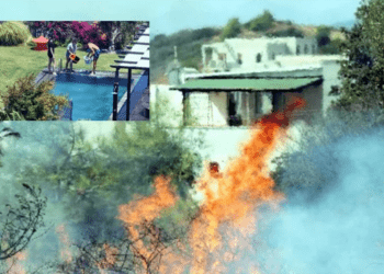 Ortakent alev alev, lüks villalar yanmaktan son anda kurtuldu