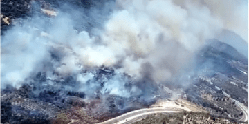 Yatağan’da antik kent yanında orman yangını