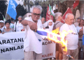 Bodrum’daki dünya barış gününde İsrail bayraklarını yaktılar, Deniz Gezmişli mesaj verdiler