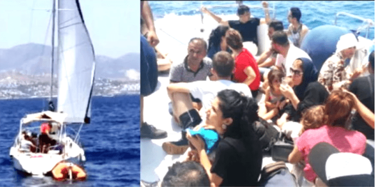 Torba açıklarından İtalya yolundaki yelkenli teknede göçmenleri İHA tespit etti