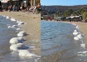 Bitez sahiline köpük vurdu! Vatandaşlardan belediyeye ihbar yağdı!
