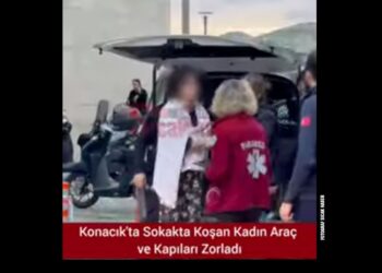Konacık’ta sokakta koşan kadın araç ve kapıları zorladı