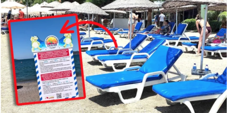 Plajda skandal uygulama… Denize girmek serbest, kuma oturmak yasak.Yakında Bodrum plajlarında .. Nasıl olsa yok yok..!
