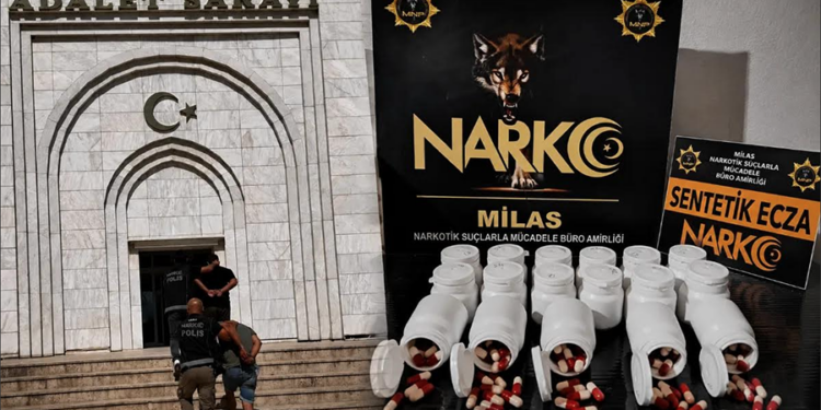 Milas’ta narkotik operasyonunda 730 sentetik ecza bulundu