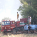 Traktörünü ve su tankerini alan yangına koştu