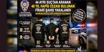 44 ayrı suçtan aranan, yaklaşık 40 yıl hapis cezası bulunan firari Bodrum’da yakalandı