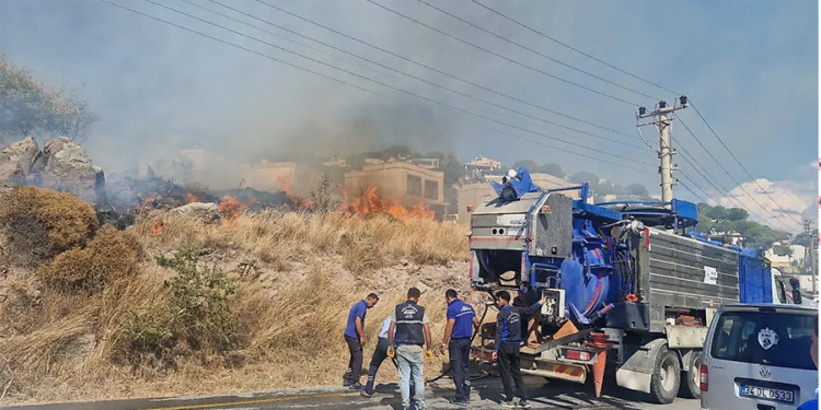 Bodrum’da makilik alanda yangın alarmı