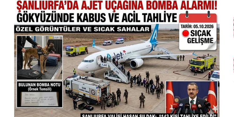 ANKARA-ŞANLIURFA UÇAĞINDA BOMBA NOTU ALARMI! YOLCULAR ACİL TAHLİYE EDİLDİ