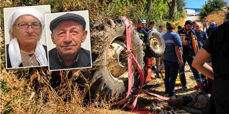 Traktör devrildi iki kişi yaşamını yitirdi