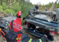 Milas’ta otomobil uçurumdan uçtu: 1 yaralı