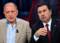 Fatih Altaylı ve bir konuk haber stüdyosunda yan yana.