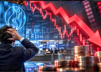 Borsa düşüşü karşısında çaresizce başını tutan iş adamı.