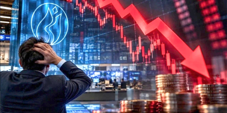 Borsa düşüşü karşısında çaresizce başını tutan iş adamı.
