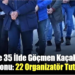 Polis eşliğinde yürütülen göçmen kaçakçılığı operasyonundan bir kare.