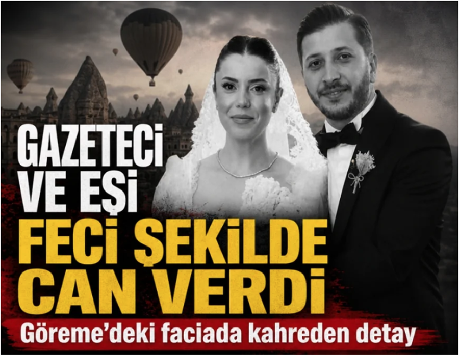 Göreme'de hayatını kaybeden gazeteci ve eşinin düğün fotoğrafı.