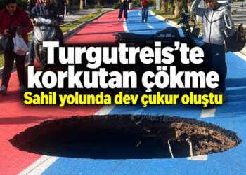 Bodrum Turgutreis’te Korkutan Çökme: Sahil Yolunda Dev Çukur Oluştu