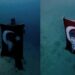 Akyaka’da Cumhuriyet Bayramı’nı su altında kutladılar