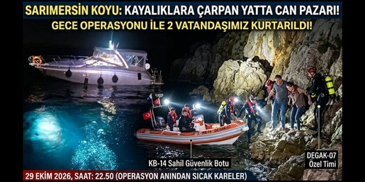 Kayalıklara çarpan yatta bulunanları sahil güvenlik kurtardı