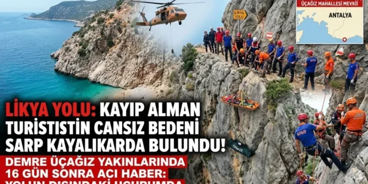 LİKYA YOLU’NDA KAYBOLAN ALMAN TURİSTİN CANSIZ BEDENİ BULUNDU