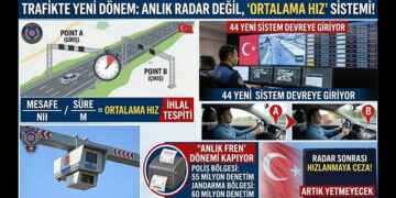 Türkiye'deki yeni ortalama hız tespiti sistemi bilgilendirici infografik.